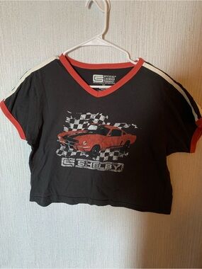 Selby Black & Red Short Sleeve CropGraphic Tee - 70s Style 100% Cotton